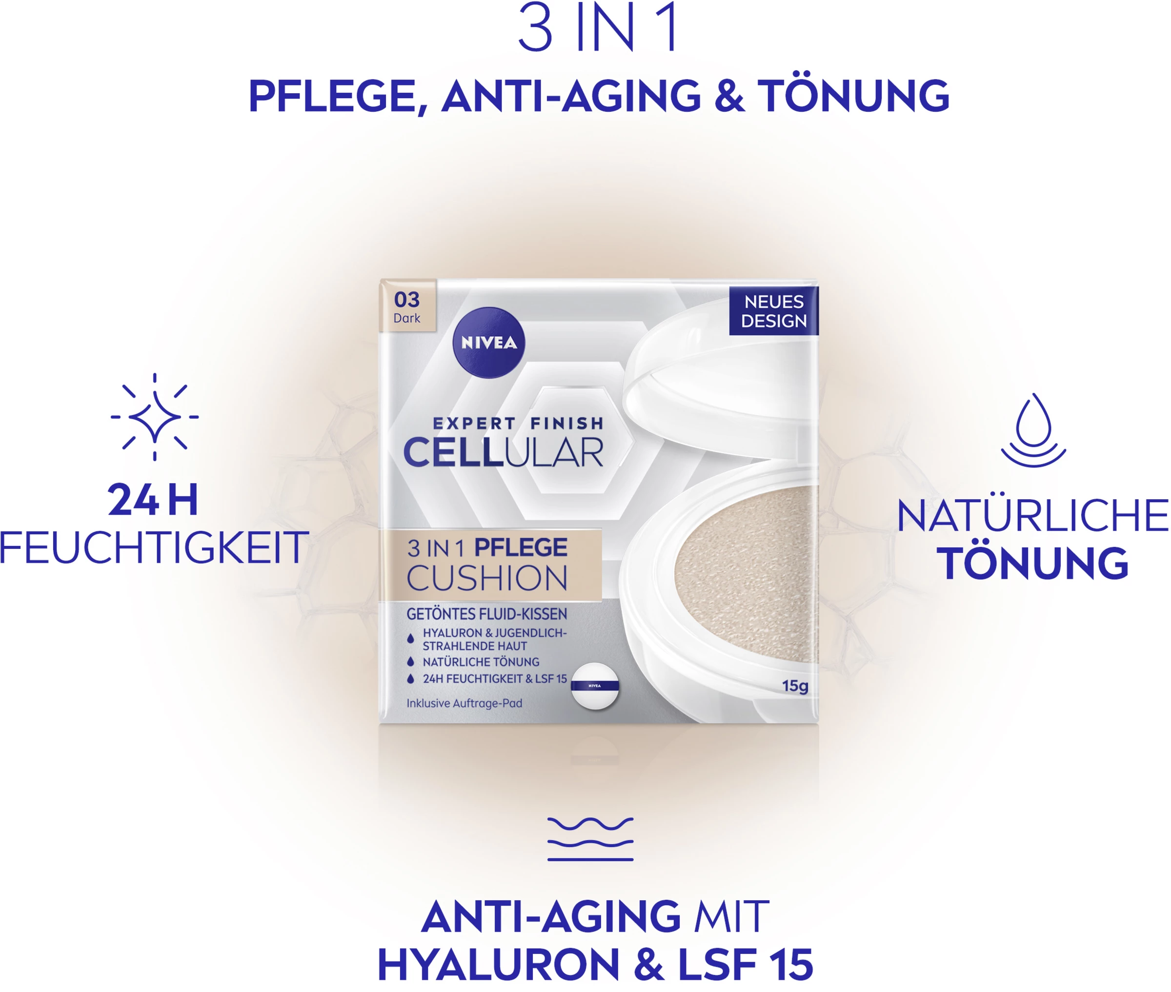 NIVEA Expert Finish Cellular 2in1 Pflege Cushion 03 Dunkel 4 NIVEA Expert Finish Cellular 2in1 Pflege Cushion 03 Dunkel – Bild 4