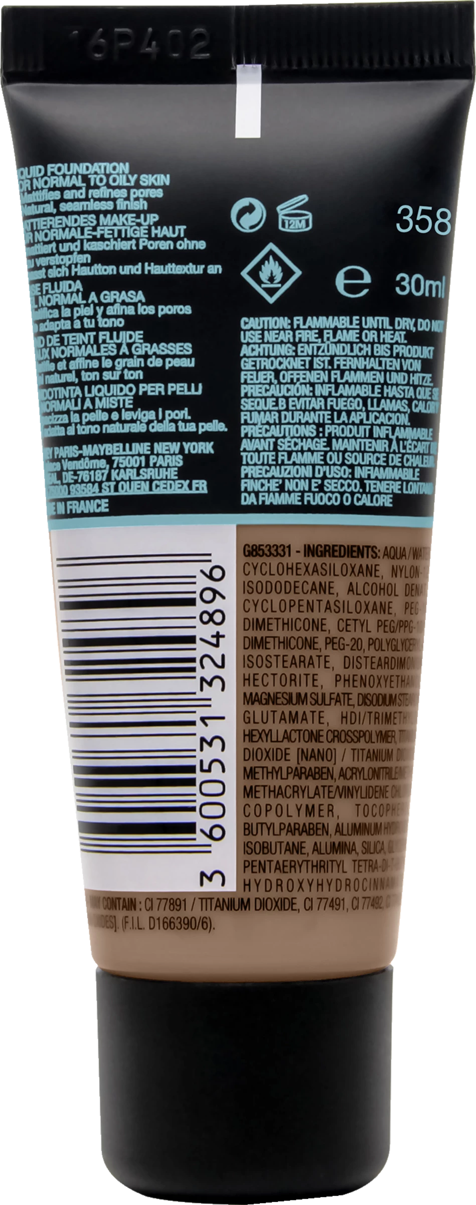 Maybelline New York Fit Me! Matte + Poreless Make-Up Nr. 358 Latte 2 Maybelline New York Fit Me! Matte + Poreless Make-Up Nr. 358 Latte – Bild 2